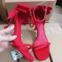 ZA women's shoes 2024 autumn new item red straight strap open toed high heels with bow decoration and rear strap high heels cool