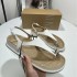 ZA New Product 2024 Summer European and American Thick Bottom Round Head Shaped Bottom Angle Metal Buckle Shining Fashion Sandals