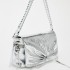 Z Home 2024 Summer New Women's Bag Premium Silver Bow Decoration Flip Metal Fold Decoration Shoulder Bag