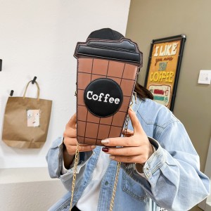 Cute internet celebrity coffee cup chain bag 2024 new Japanese bags, personalized and creative versatile crossbody cylindrical bag for women