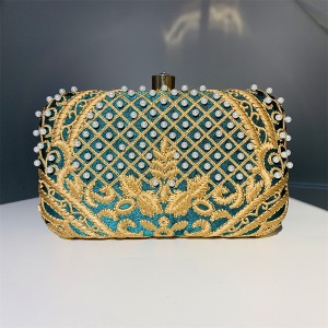 2323 Hengmei Handbag Embroidered Handmade Nail Bead Banquet Bag Women's Retro Pearl Banquet Evening Dress Bag Women's Bag