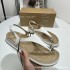 ZA New Product 2024 Summer European and American Thick Bottom Round Head Shaped Bottom Angle Metal Buckle Shining Fashion Sandals