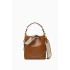 Cross border wholesale 2024 fashion new women's bag brown Korean version drawstring hand-held crossbody broadband drawstring bucket bag