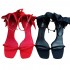 ZA women's shoes 2024 autumn new item red straight strap open toed high heels with bow decoration and rear strap high heels cool