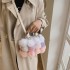 Autumn/Winter Plush Bag 2024 New Forest Soft Girl Color blocked Personalized Plush Ball Single Shoulder Crossbody Bucket Bag Trendy