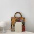 Cross border Linen Bamboo Knot Handbag 2024 New Chinese Style Fashion Literary Women's Flower Large Capacity Handbag