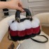 Autumn/Winter Plush Bag 2024 New Forest Soft Girl Color blocked Personalized Plush Ball Single Shoulder Crossbody Bucket Bag Trendy