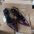 ZA2024 Autumn New Women's Shoes with Crimson Cross Buckle and Decorative Pointed High Heels Sandals, British Style Mill Shoes