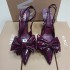 ZA2024 Autumn New Wine Red Bow Decoration High Heels Women's Pointed Hollow Back Mixed Strap Fine Heels Sandals