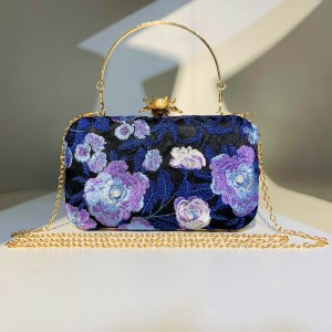 New in stock Hengmei handbag embroidered handmade nail bead dinner bag for women vintage pearl banquet evening dress bag for women