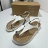 ZA New Product 2024 Summer European and American Thick Bottom Round Head Shaped Bottom Angle Metal Buckle Shining Fashion Sandals