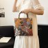 Cross border Linen Bamboo Knot Handbag 2024 New Chinese Style Fashion Literary Women's Flower Large Capacity Handbag