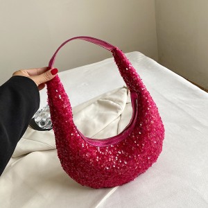 This year's popular bags 2024 European and American fashion sequins personality ins internet famous women's western-style single shoulder armpit bag pu