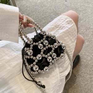 Summer small bag 2024 new small fragrance style pearl single shoulder ins women's single shoulder crossbody hollow woven bag trend