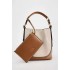 Cross border wholesale 2024 fashion new women's bag brown Korean version drawstring hand-held crossbody broadband drawstring bucket bag