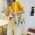 Cartoon canvas bag 2024 new soft girl cute doll funny large capacity single shoulder pleated handbag