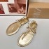 ZA women's summer new item 2024 gold Roman clip toe out straight strap flat bottom anti slip clip toe flip flops