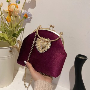 Woman bags women's bag 2024 new Chinese style retro texture hand-held chain crossbody dinner bag