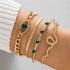 Cross border fashion niche diamond imitation grandmother emerald bracelet set, personalized snake shaped love bracelet set for women