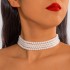 European and American fashion multi-layer imitation pearl necklace with a high-end temperament, Baroque size bead French retro collar for women