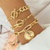 European and American cross-border retro thick chain personalized bracelet mixed and matched open bracelet bracelet, hand decoration layered style set bracelet wholesale