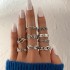 European and American Cross border Retro Vintage Butterfly Serpentine Ring Set Combination Open Multi Joint Ring Set 9-Piece Set