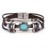 Retro bead bracelet for men, fashionable hollow triangular leather bracelet and bracelet, multi-layer wide wrapped jewelry