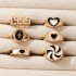 European and American Cross border Jewelry Brown Love Drop Oil Ring Six Piece Set Geometric Flower Ring Combination Set