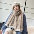 Scarf for women, versatile in autumn and winter, imitation cashmere double-sided maze grid thick scarf, Nordic style cold proof and warm shawl