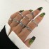 European and American Cross border Retro Vintage Butterfly Serpentine Ring Set Combination Open Multi Joint Ring Set 9-Piece Set