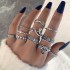 European and American Cross border New Jewelry Ring Vintage Ethnic Style Mushroom Love Moon Leaf Ancient Silver 7-piece Set Ring