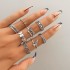 European and American Cross border Retro Vintage Butterfly Serpentine Ring Set Combination Open Multi Joint Ring Set 9-Piece Set