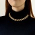 Cross border European and American hip-hop exaggerated heavy metal thick chain necklace with simple hollow mesh alloy collarbone chain for women