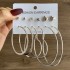 Fashionable commuting large circle earrings with heart-shaped earrings, simple geometric coils, metal card earrings set