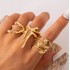 European and American Cross border Geometric Metal Wind Lava Line Ring Four Piece Set Irregular Smooth Open Ring Set