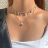 Cross border jewelry light luxury diamond inlaid blue devil's eye pendant collarbone chain fashionable temperament imitation pearl necklace for women