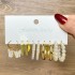 Cross border Pearl Inlaid Women's Card Earrings Creative French Retro Gold Earring Set 6-piece Set