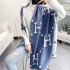 Autumn and Winter New Blue Cashmere Scarf Women's Winter H Letter Women's Shawl Thick Edition Warm One Piece Hair Replacement