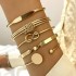 Amazon Cross border New Retro Wide Bracelet Simple Geometric Opening Round Bead Gold Smooth Surface Bracelet Jewelry Set