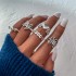 European and American Cross border Retro Vintage Butterfly Serpentine Ring Set Combination Open Multi Joint Ring Set 9-Piece Set