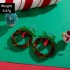 European and American Cross border New Christmas Tree Bow Colored Wreath Earrings Personalized Bell Christmas Series Earrings for Women