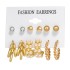 Euro American Cross border Alloy Earrings Square Geometric Earrings Set 6-piece Retro Pearl Card Earrings Earrings and Accessories