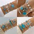 Cross border Bohemian style turquoise leaf bracelet with ethnic style bow flower turquoise bracelet set