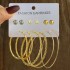 Fashionable commuting large circle earrings with heart-shaped earrings, simple geometric coils, metal card earrings set