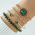 European and American new minimalist metal imitation emerald inlaid diamond bracelet full of diamonds square diamond heart bracelet fashionable four piece set for women