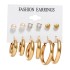 European and American Earrings 6-piece Set for Women's Cross border Exaggerated Geometric Pearl Diamond Earrings Set Earrings Manufacturer Wholesale