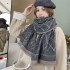 Winter Camellia Diagonal Grid Core Wrapped Yarn Jacquard Scarf Women's Versatile Cashmere Shawl Thickened Warm and Cold proof Scarf