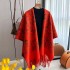 New Korean imitation cashmere air conditioning shawl for women's outdoor wear, internet famous cape for autumn and winter, niche retro pattern warm scarf