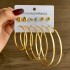 Fashionable commuting large circle earrings with heart-shaped earrings, simple geometric coils, metal card earrings set