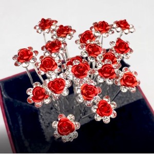 20 fashionable wedding bridal pearl flower transparent crystal rhinestone hair clip clip bridesmaid hair accessories jewelry hair accessories